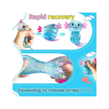 Axolotls Squishies Fidget Stress Ball,Cute Squishies Axolotls Toy,Easter Basket Stuffers, Stress Ball Squeeze Toys for Stress Relief