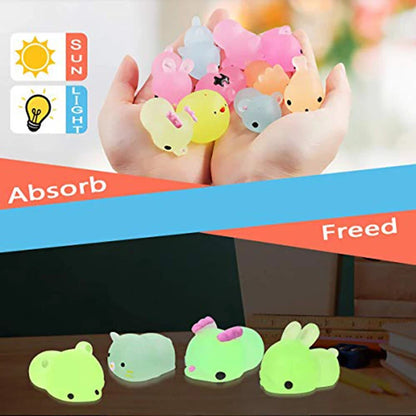 10/30/50PCS Mochi Squishy Toys Glow in the Dark Kawaii Animal Squishies Stress Relief Anxiety Toys Birthday Gifts
