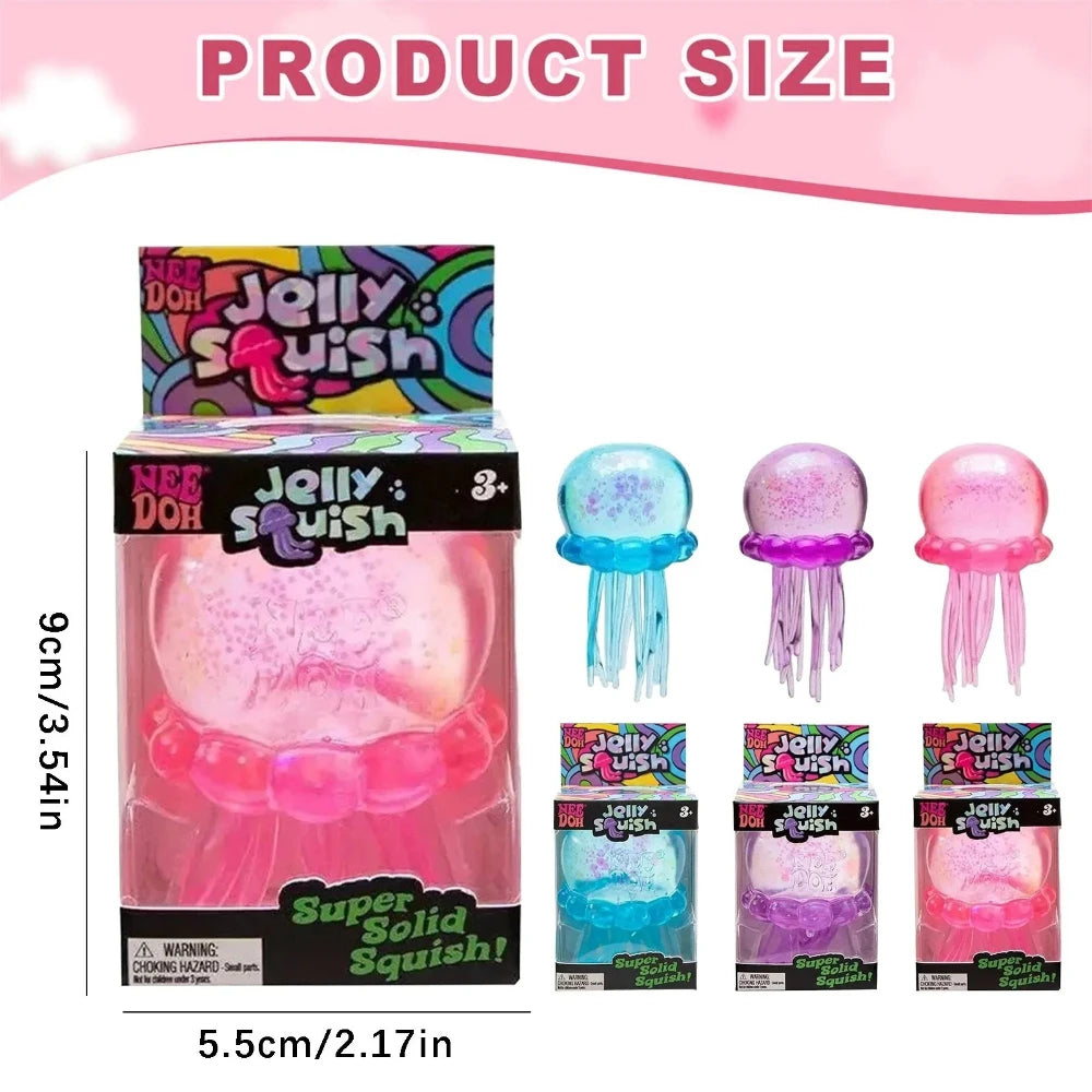 Needoh Jellyfish Bunny Jelly Squish Stress Toy Fidget Sensory Squeeze Squishy