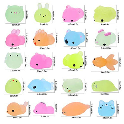 10/30/50PCS Mochi Squishy Toys Glow in the Dark Kawaii Animal Squishies Stress Relief Anxiety Toys Birthday Gifts