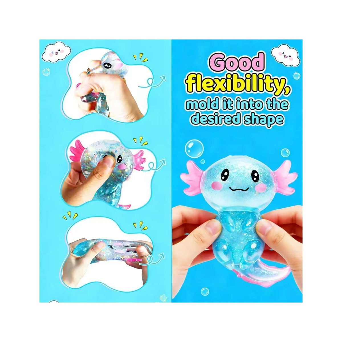 Axolotls Squishies Fidget Stress Ball,Cute Squishies Axolotls Toy,Easter Basket Stuffers, Stress Ball Squeeze Toys for Stress Relief