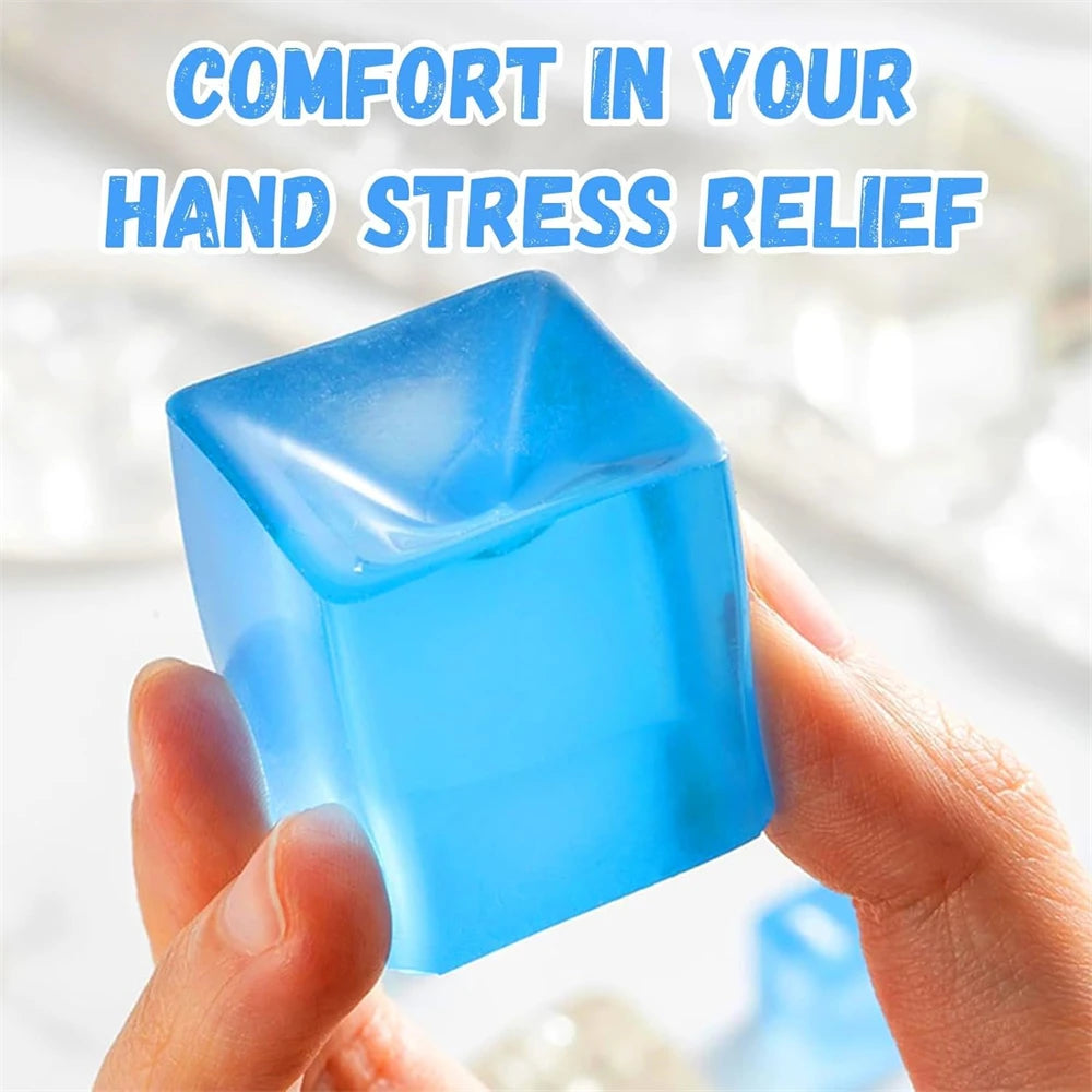 1/3/5/10 PCS Fidget Toy Mini Squishy Toys Ice Block Stress Ball Toy Kawaii Transparent Cube Square Stress Relief Squeeze Toy