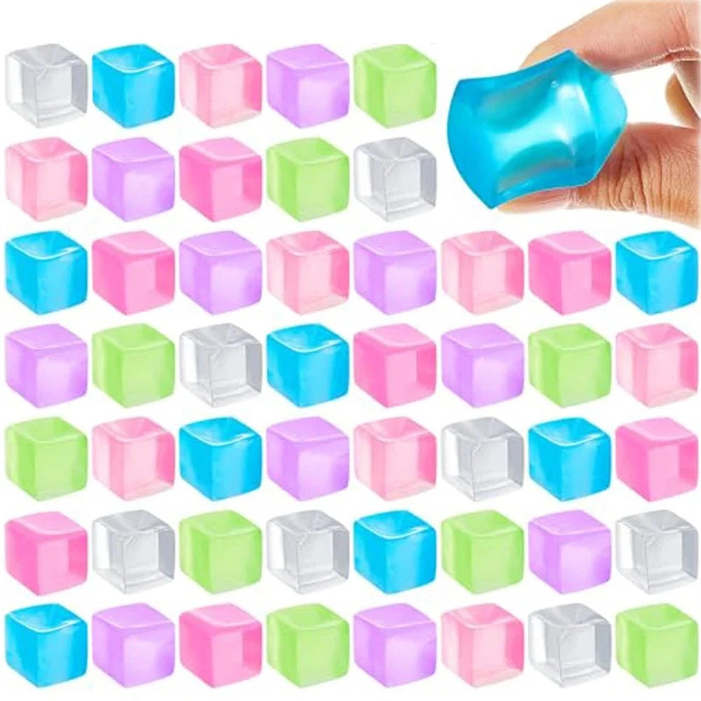 1/3/5/10 PCS Fidget Toy Mini Squishy Toys Ice Block Stress Ball Toy Kawaii Transparent Cube Square Stress Relief Squeeze Toy