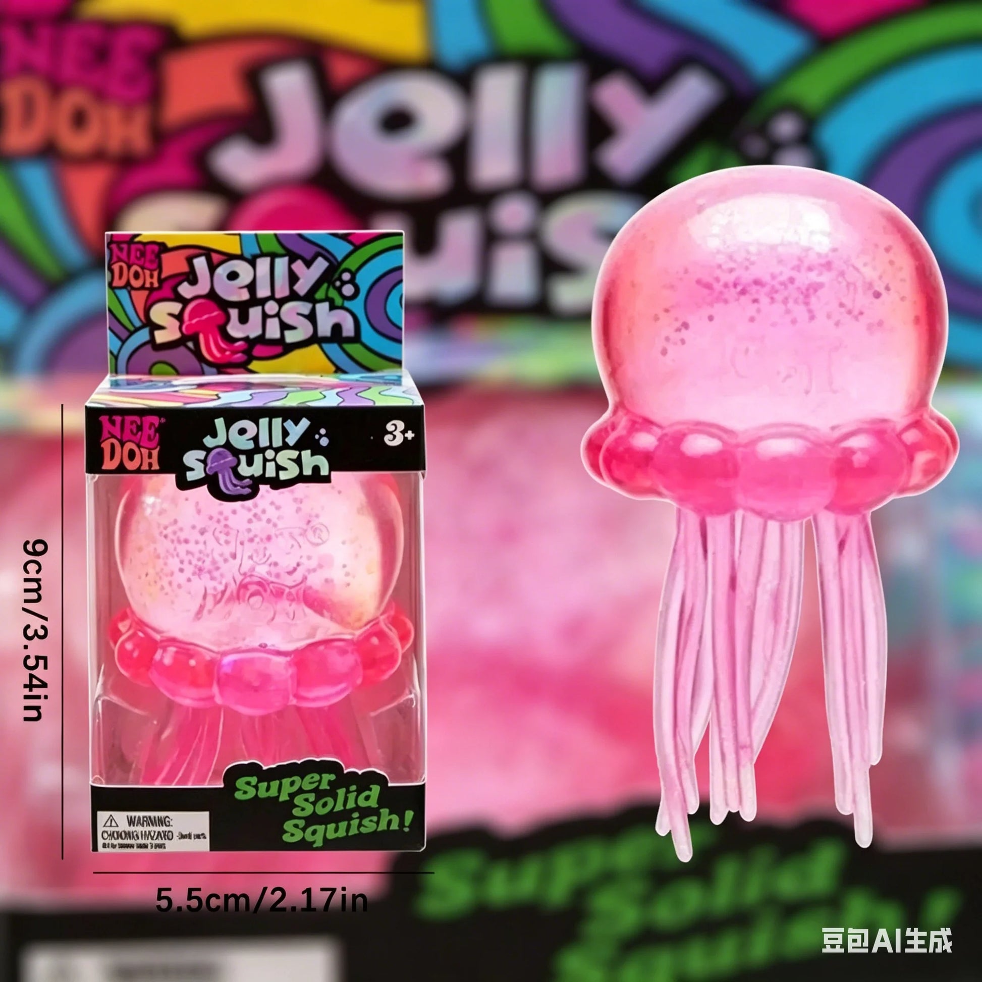 Needoh Jellyfish Bunny Jelly Squish Stress Toy Fidget Sensory Squeeze Squishy