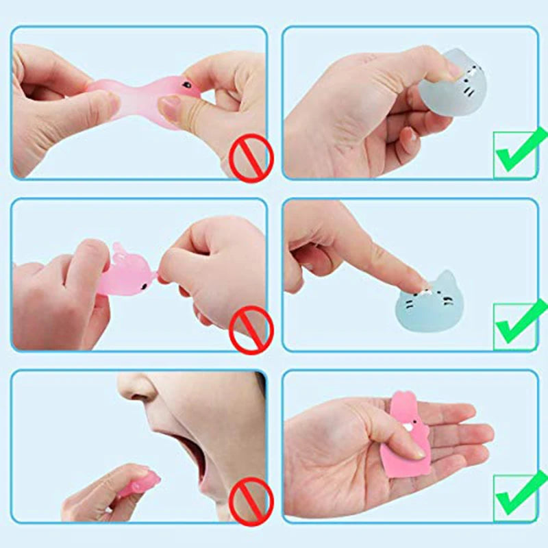 10/30/50PCS Mochi Squishy Toys Glow in the Dark Kawaii Animal Squishies Stress Relief Anxiety Toys Birthday Gifts