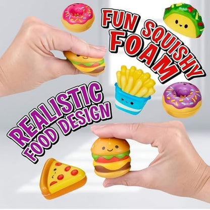 24 Pcs Food Slow Squishy Toys Soft Stress Relief Fidgets Toys for Kids Boys Girls Goodie Bag Christmas Stocking Stuffers Party Favors Treasure Box Classroom Prizes Carnival Gifts