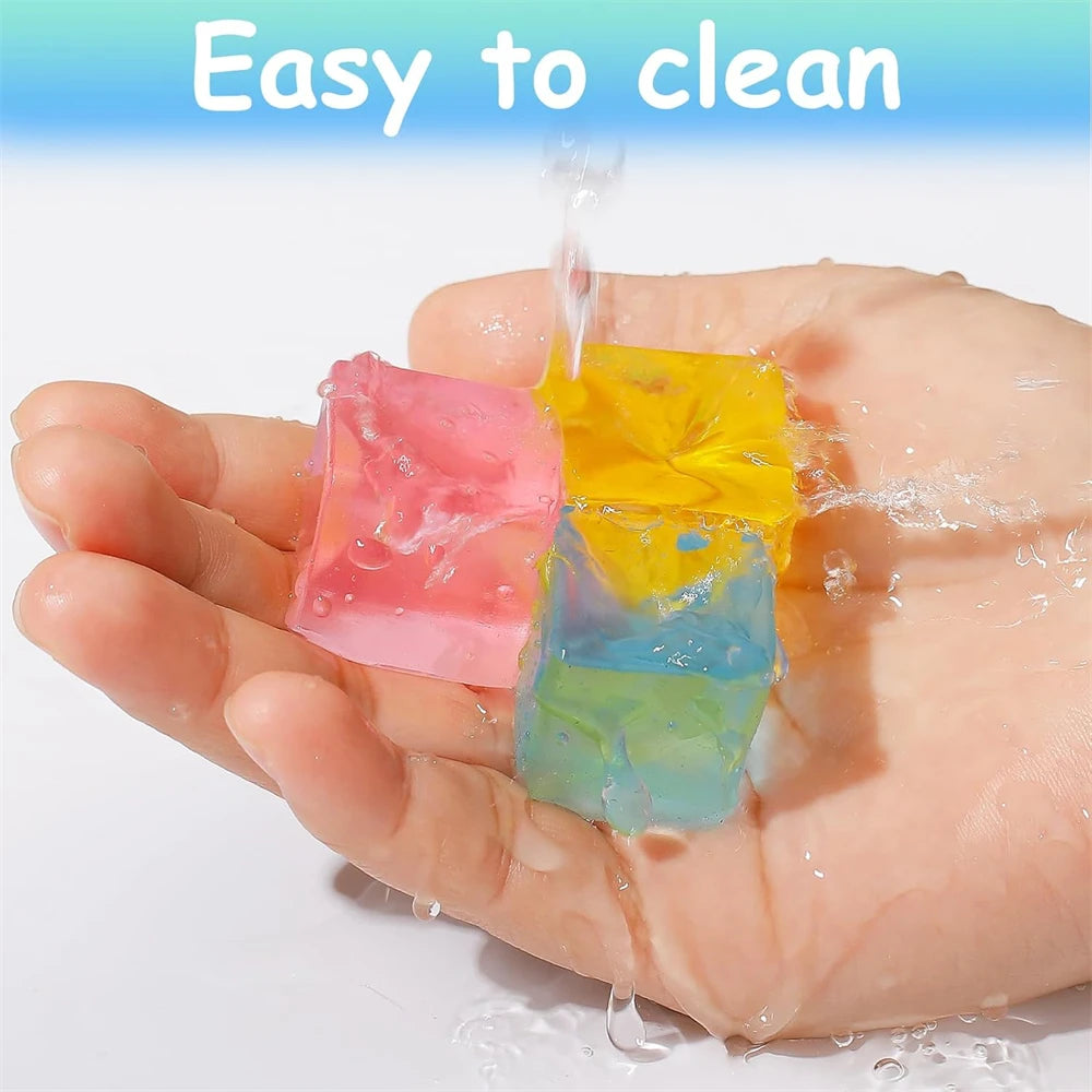 1/3/5/10 PCS Fidget Toy Mini Squishy Toys Ice Block Stress Ball Toy Kawaii Transparent Cube Square Stress Relief Squeeze Toy