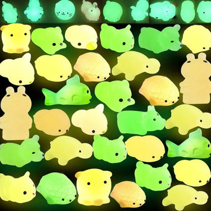10/30/50PCS Mochi Squishy Toys Glow in the Dark Kawaii Animal Squishies Stress Relief Anxiety Toys Birthday Gifts