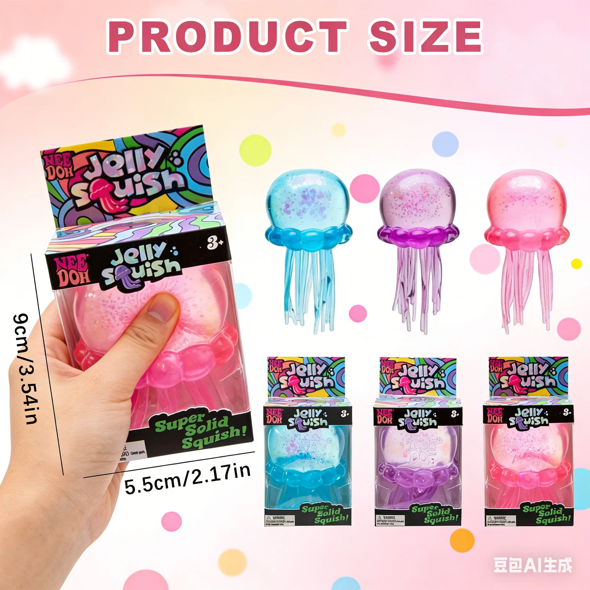 Needoh Jellyfish Bunny Jelly Squish Stress Toy Fidget Sensory Squeeze Squishy