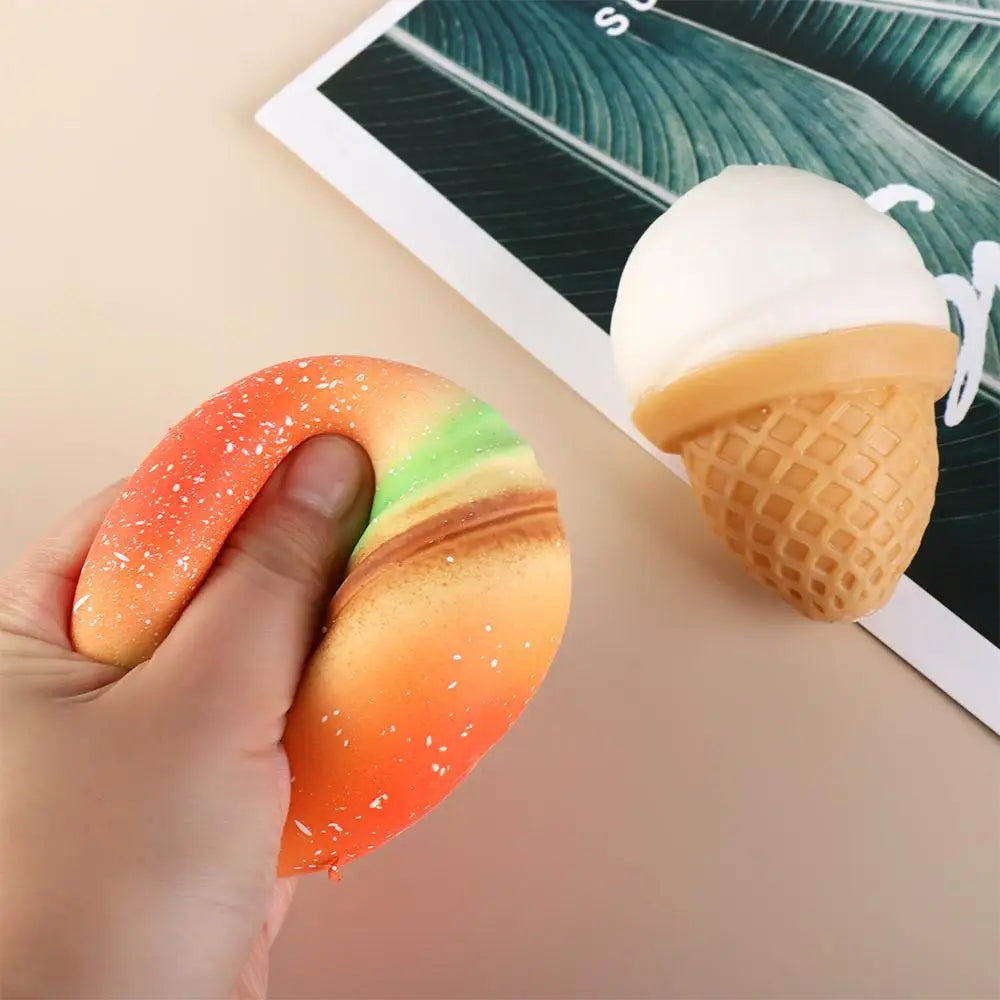 Squishy Hamburger Stress Ball Autism Sensory Toy Stress & Anxiety Relief Fidget Toys Ice-Cream Pinch Decompression Toy for Adult