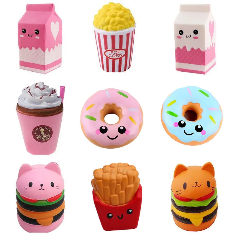 Jumbo Kawaii Squishy Toys Slow Rising Squeeze PU Popcorn Animals anti Stress Relief Squishies Toy for Children Kids Xmas Gift