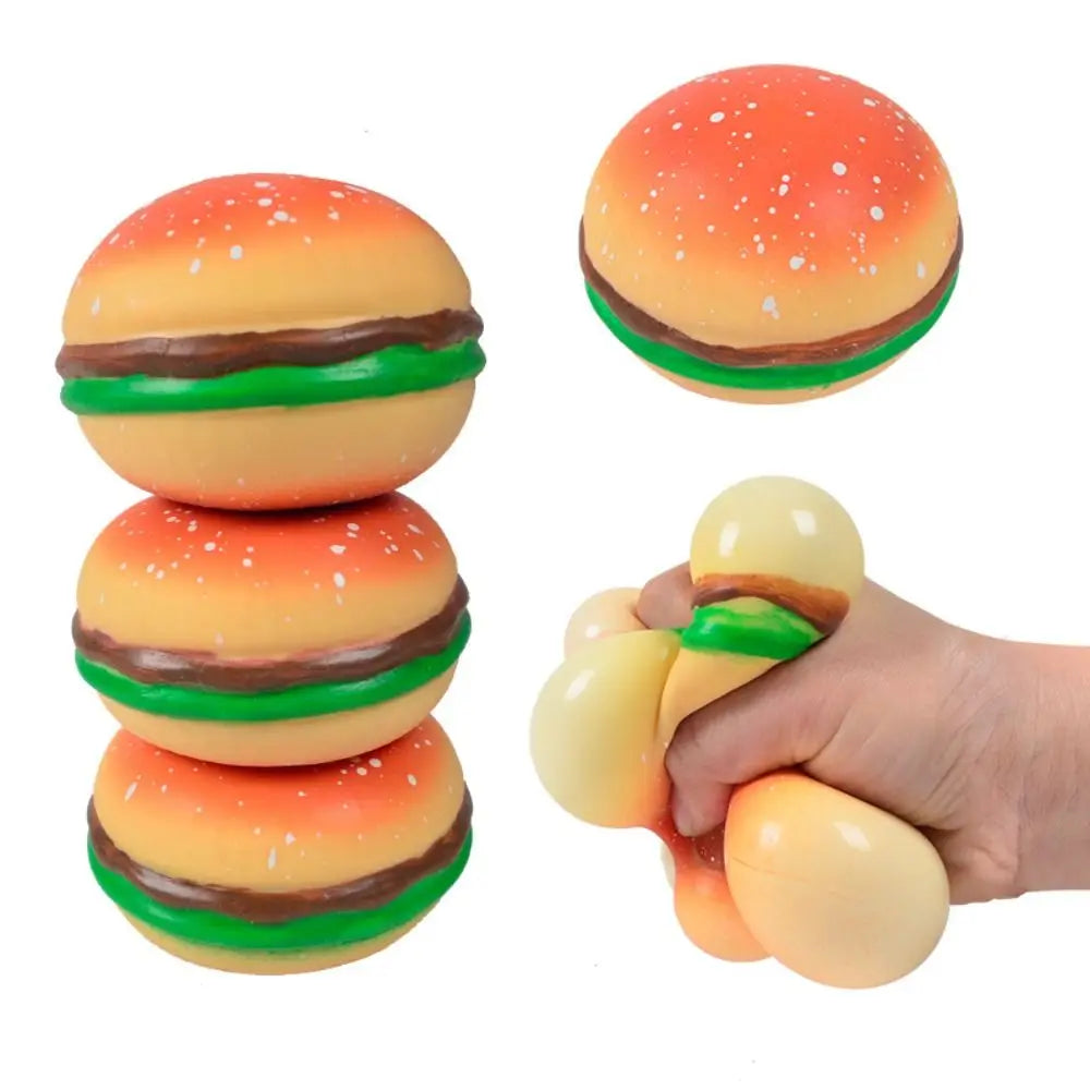 Squishy Hamburger Stress Ball Autism Sensory Toy Stress & Anxiety Relief Fidget Toys Ice-Cream Pinch Decompression Toy for Adult