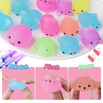 10/30/50PCS Mochi Squishy Toys Glow in the Dark Kawaii Animal Squishies Stress Relief Anxiety Toys Birthday Gifts