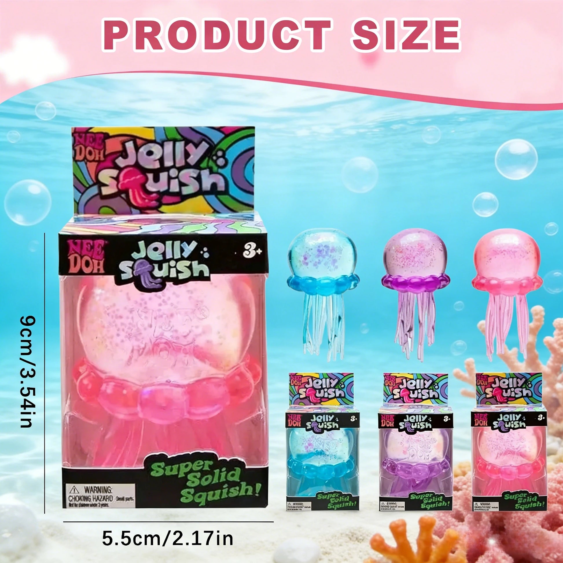 Needoh Jellyfish Bunny Jelly Squish Stress Toy Fidget Sensory Squeeze Squishy
